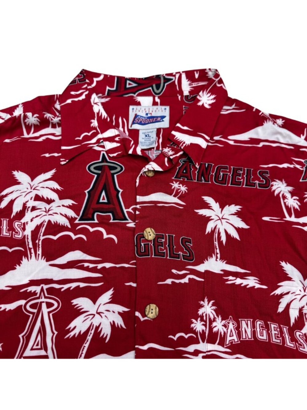 Reyn Spooner Men's Los Angeles Angels MLB SS Hawaiian Shirts Palm Tree, Size XL - Picture 3 of 7